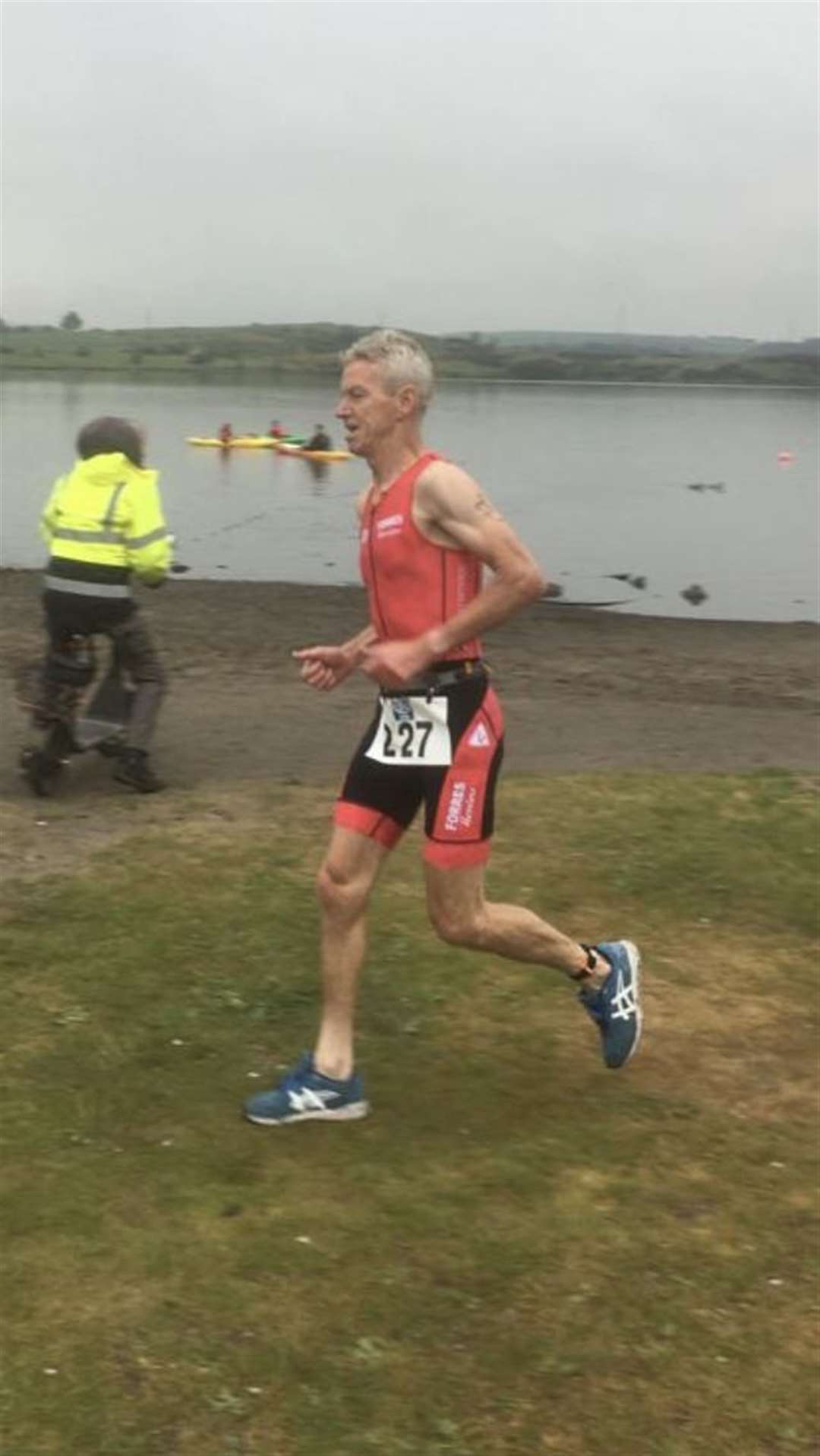 Douglas Cowie on his way to victory in the Scottish triathlon sprint.