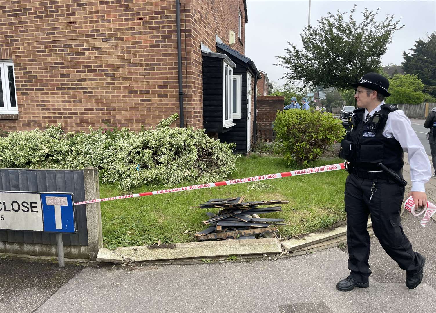 Damage to a property on Laing Close near the scene in Hainault (Samuel Montgomery/PA)