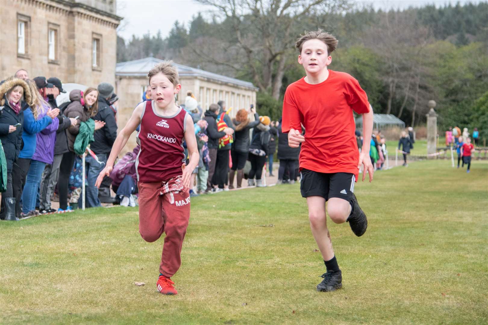 EL_PR Cross Country 2024 27Doshie O'Brien (left) from Knockando and Blair Macken (right) from St Gerardines finished fifth and sixth in the Primary 6/7 Boys race.Active Schools Primary Cross Country 2024, held at Gordon Castle, Fochabers. Picture: Daniel Forsyth.