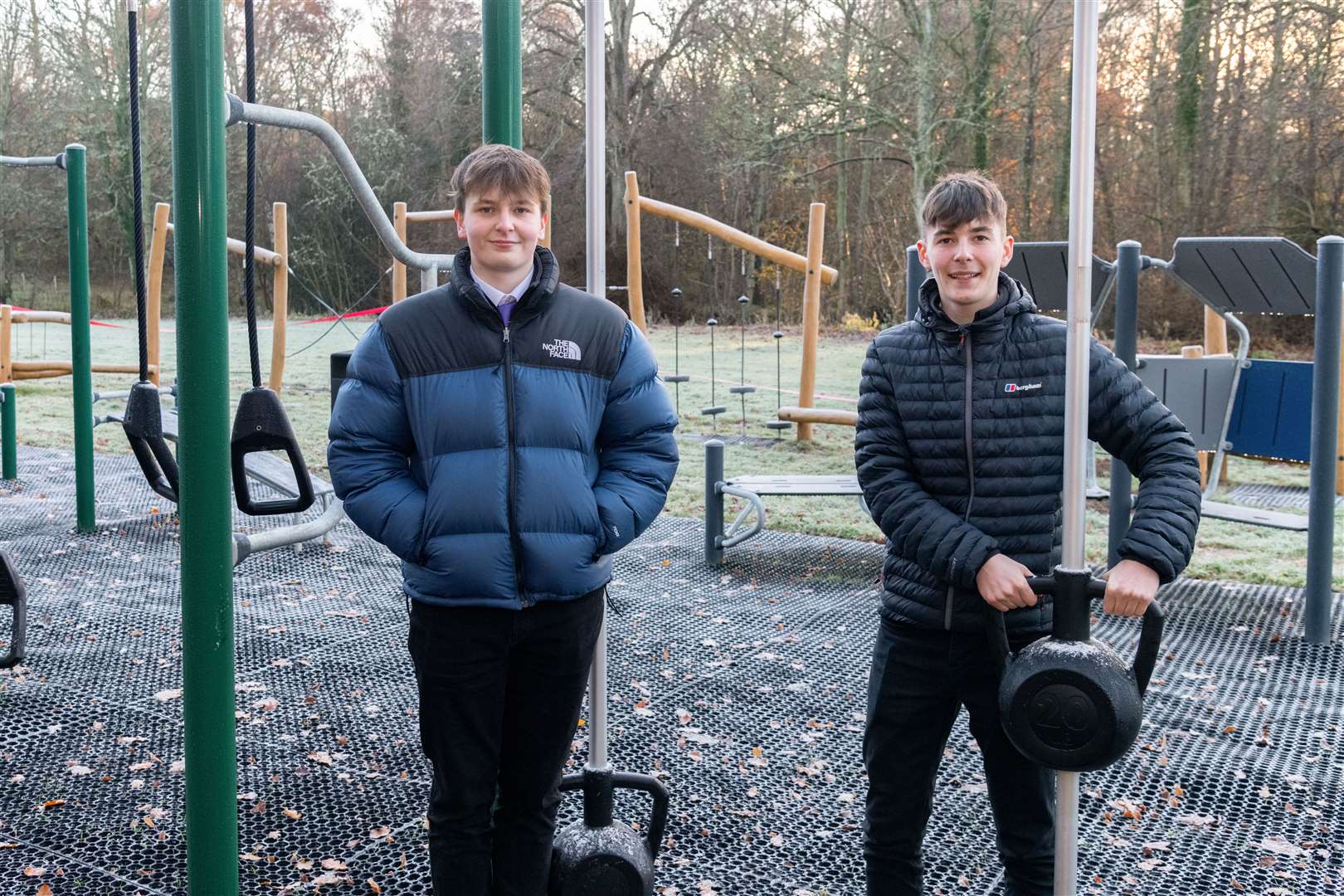 Josh Angell and Lewis Mackenzie at the official opening of the community outdoor gym.