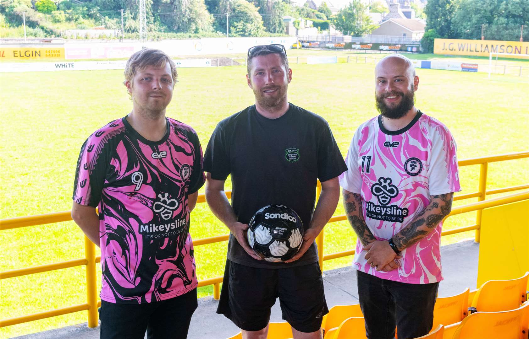 From left: Phil Barton, Steven Simpson and Matty Slinger have formed Moray Mental Health Football team...Picture: Beth Taylor.