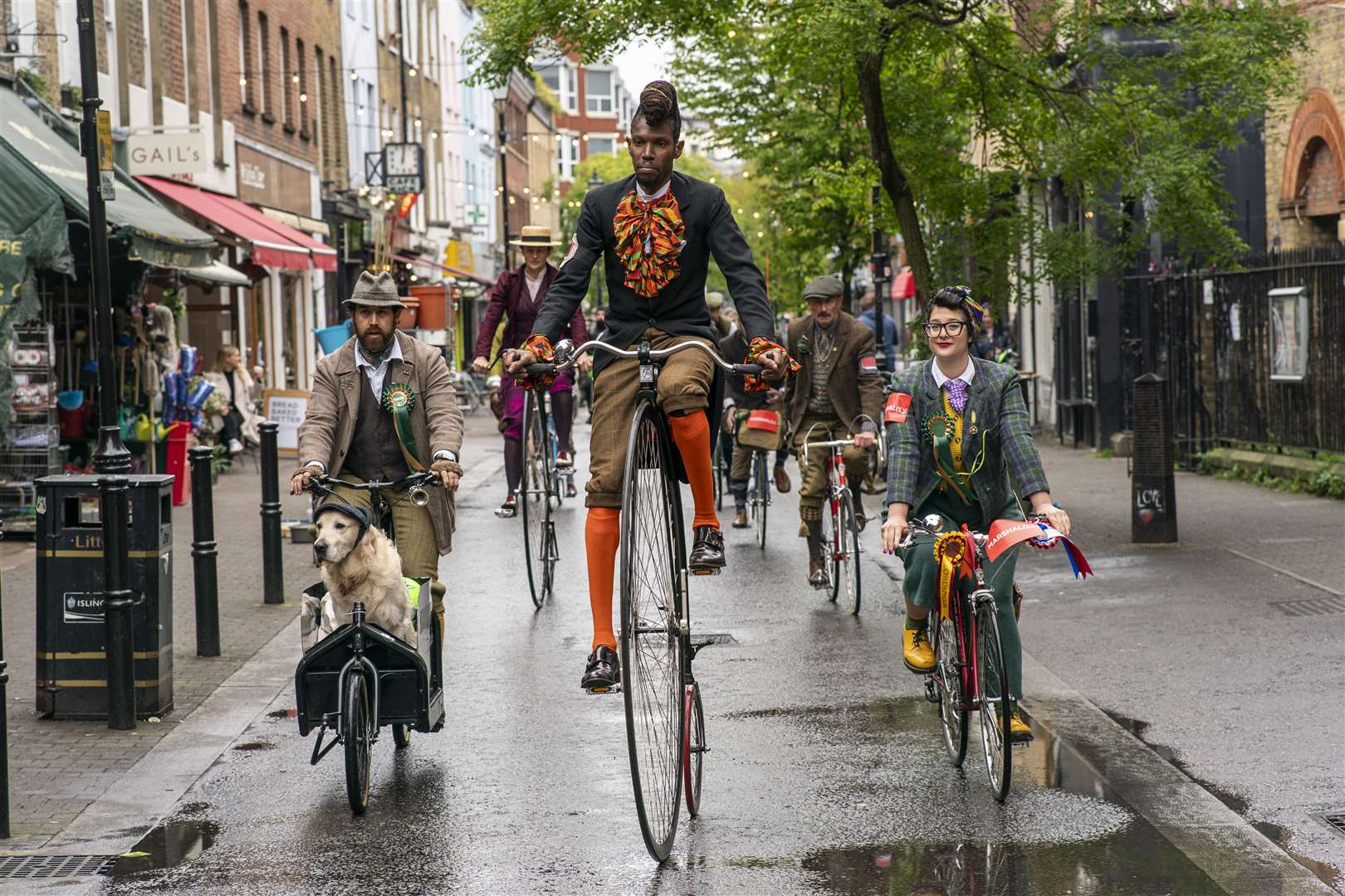 One cyclist donned a stylish outfit as he rode through London (Jeff Moore/PA)
