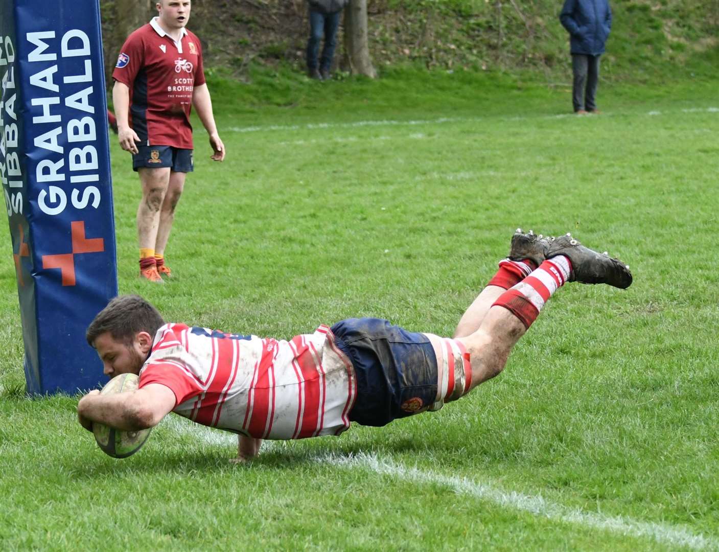 Neil Alexander scores his second try of the afternoon. Picture: James Officer