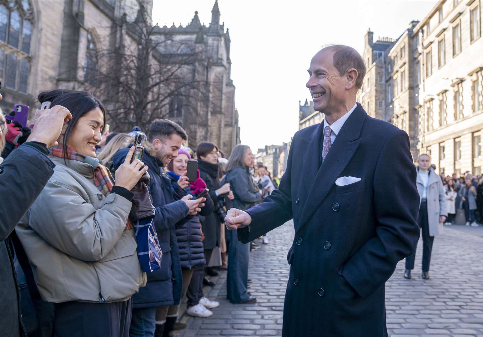 The new Duke of Edinburgh meets members of the public outside the City Chambers in Edinburgh (Jane Barlow/PA)