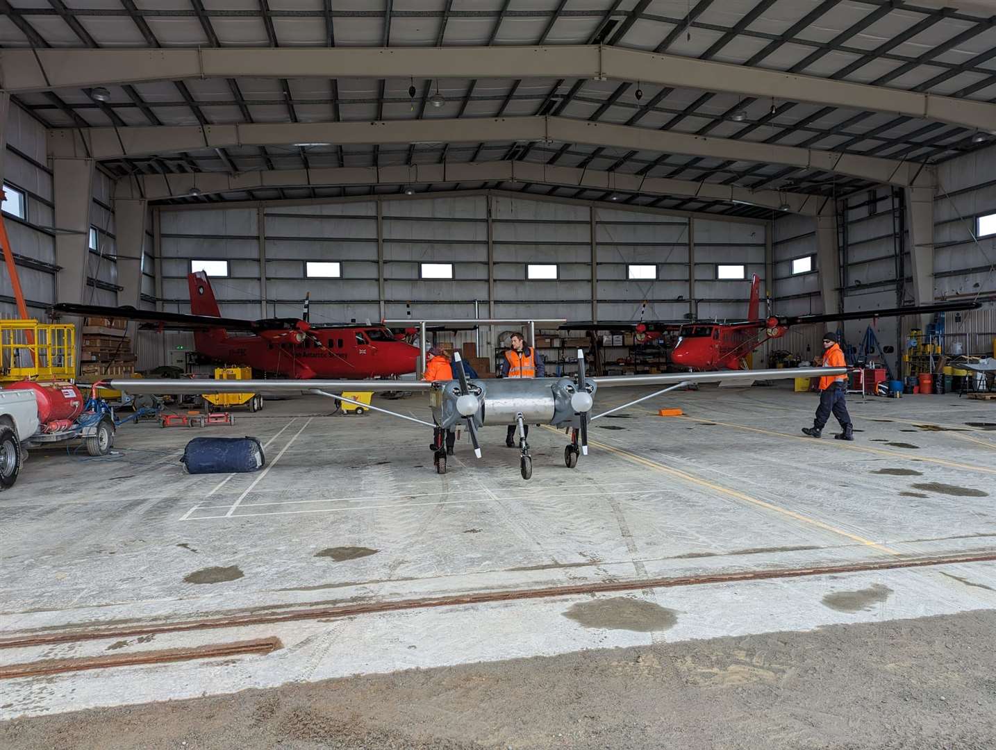 The Windracers Ultra UAV in the hangar at Rothera Research Station (Windracers/British Antarctic Survey/PA)