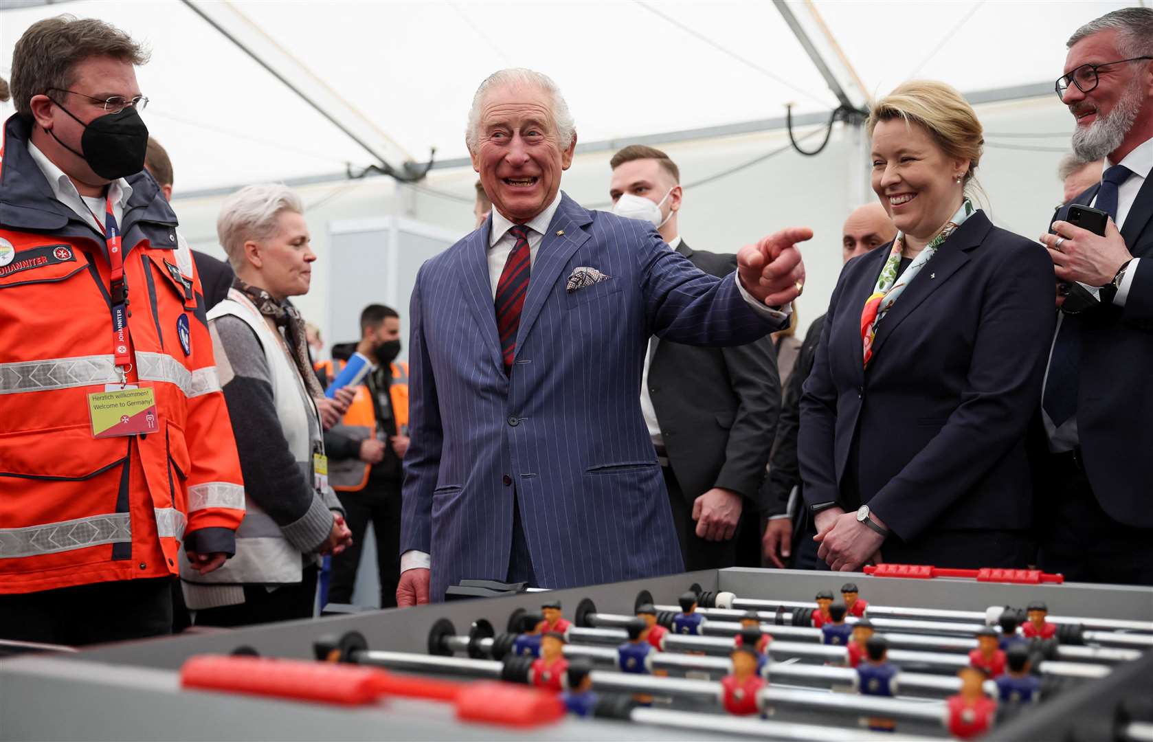 Charles tried his hand at table football (Phil Noble/PA)