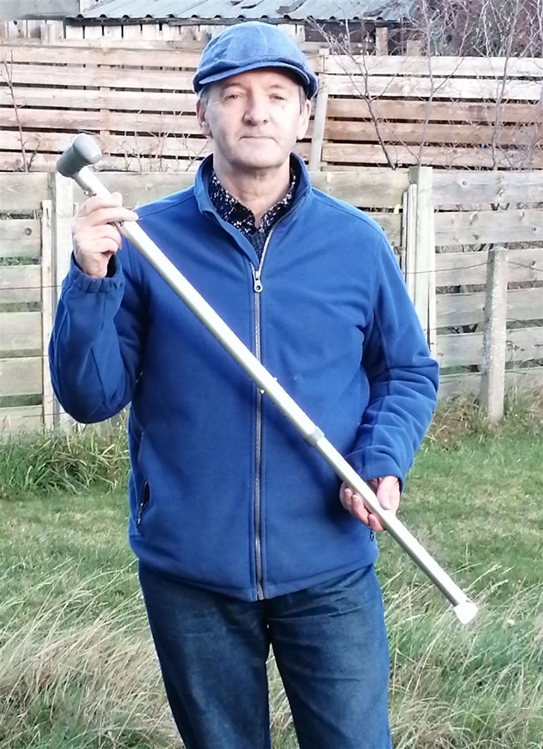 William Martin, from Findhorn, has come up with a 'rewilding stick' to plant seeds of native trees.
