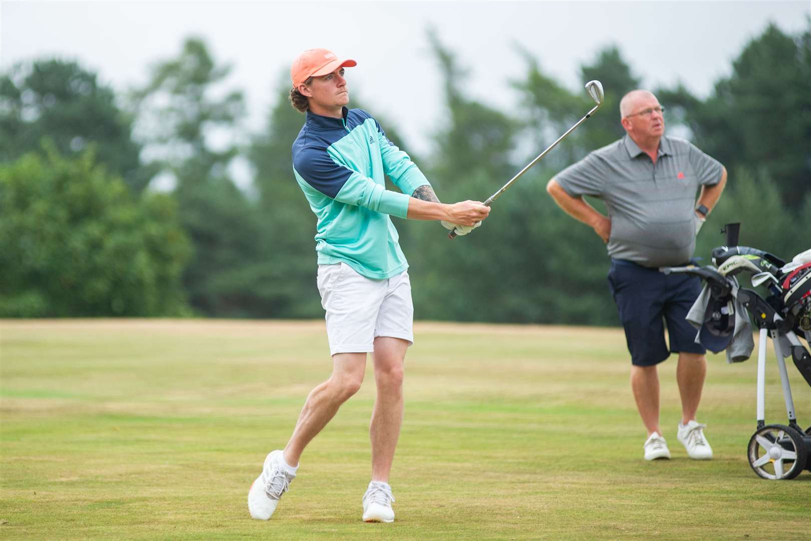 Jake Carpenter plays up the third fairway...2021 Forres Golf Club Five Day Open...Picture: Daniel Forsyth...
