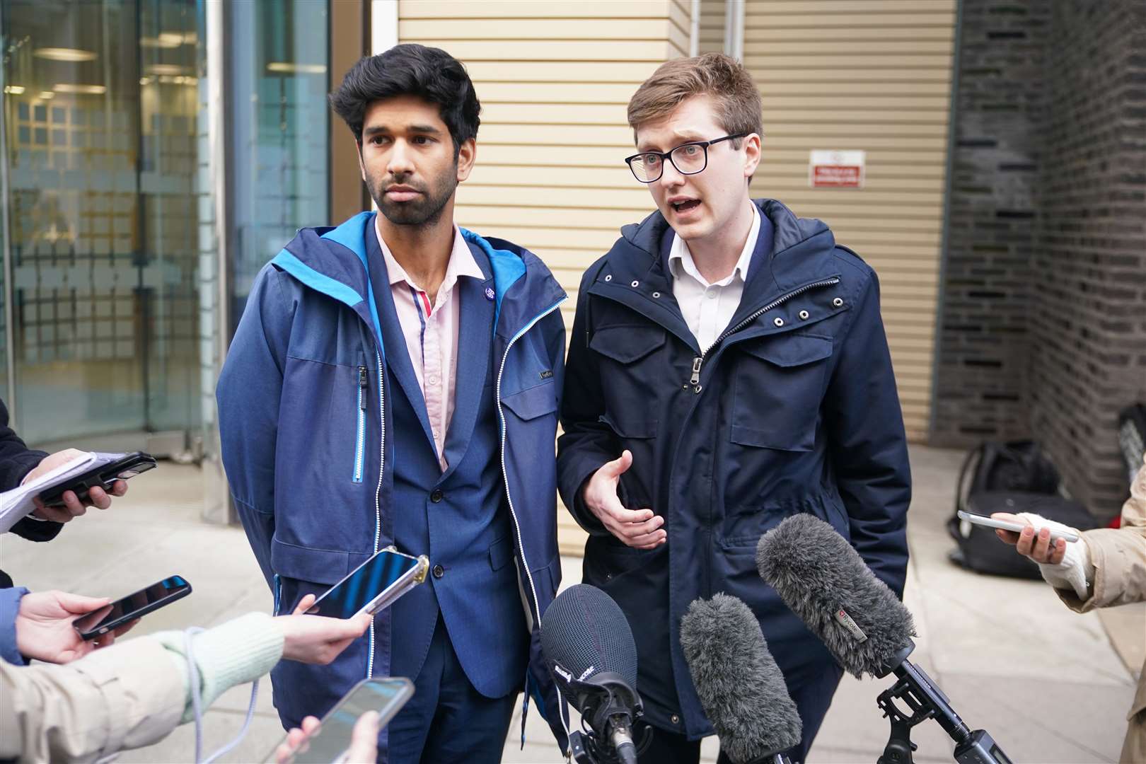 Co-chairs of the BMA’s junior doctors’ committee Vivek Trivedi and Rob Laurenson (Yui Mok/PA)