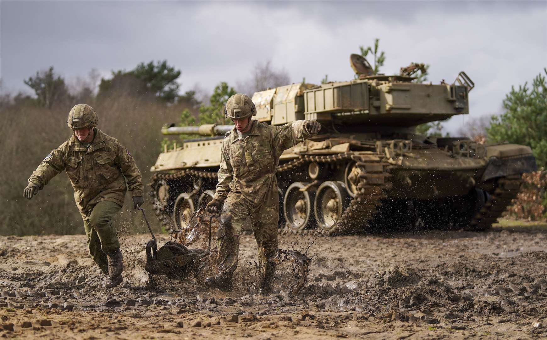 Army engineers take part in an exercise (Steve Parsons/PA)