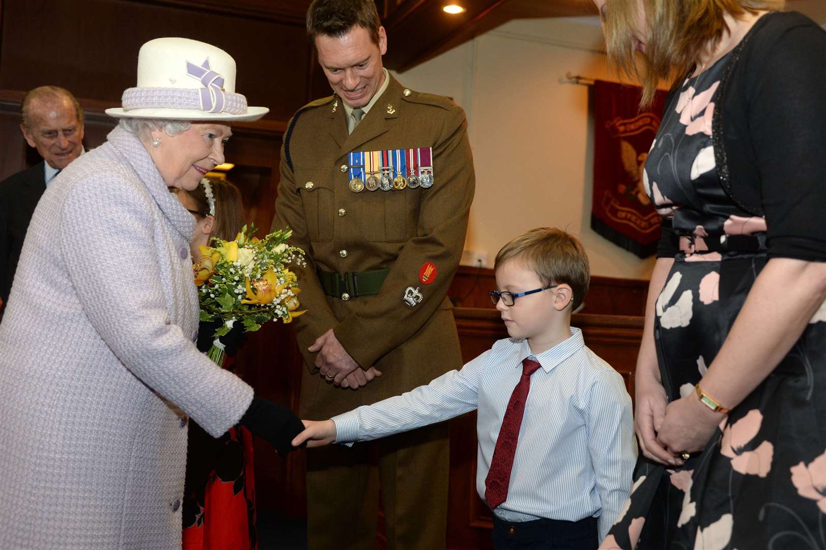 Meeting with families and service personnel before a private luncheon. Photo: The Army Press Office.