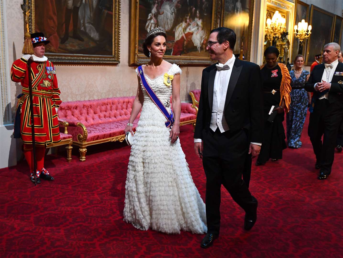 The Duchess of Cambridge and the then US Secretary of the Treasury Steven Mnuchin during a state banquet for Donald Trump in 2019 (Victoria Jones/PA)