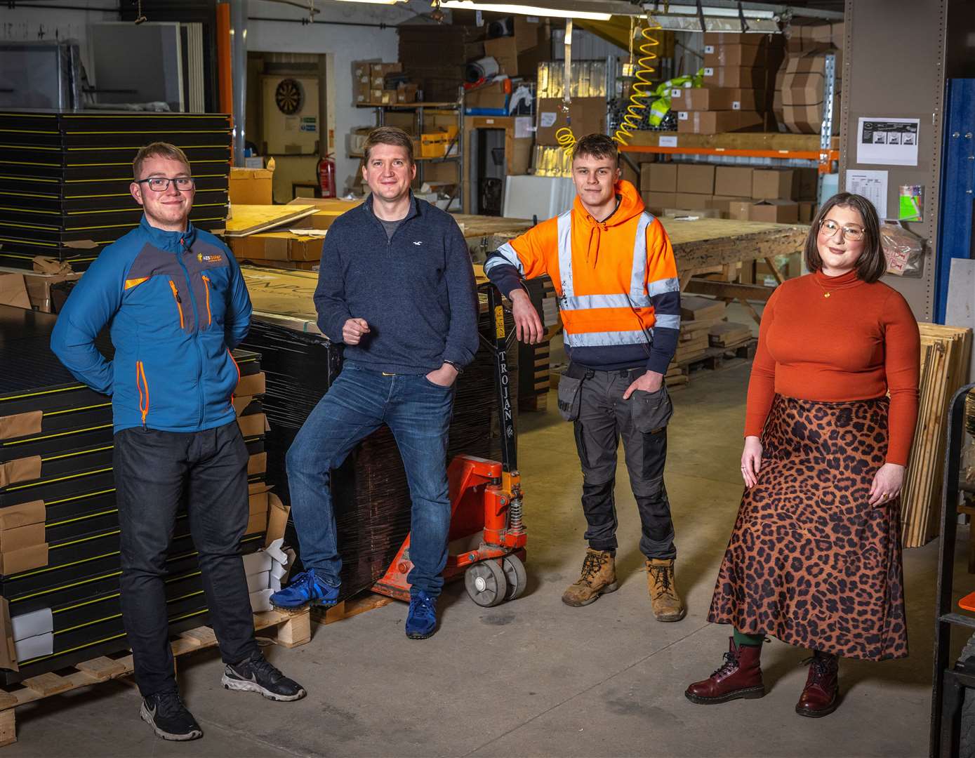 L-R: Cameron Duncan, Jamie Di Sotto, Dylan Strachan and Hannah Jakobsen of AES Solar. Picture: Andrew Barr Photography
