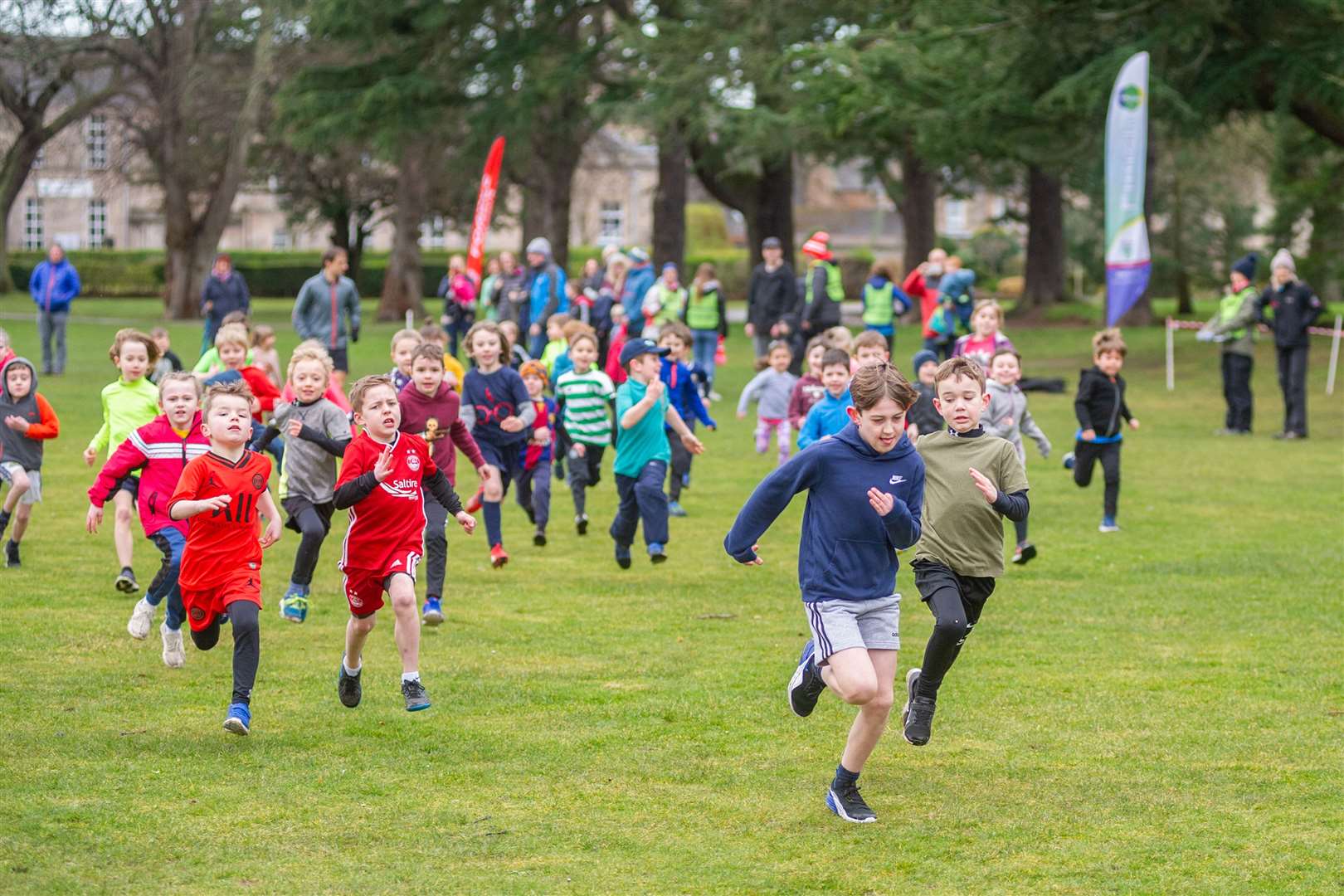 Start of the P1-P3 Fun Run race...Forres Harriers' organised Forres Primary Schools Cross Country, held at Grant Park, Forres...Picture: Daniel Forsyth..