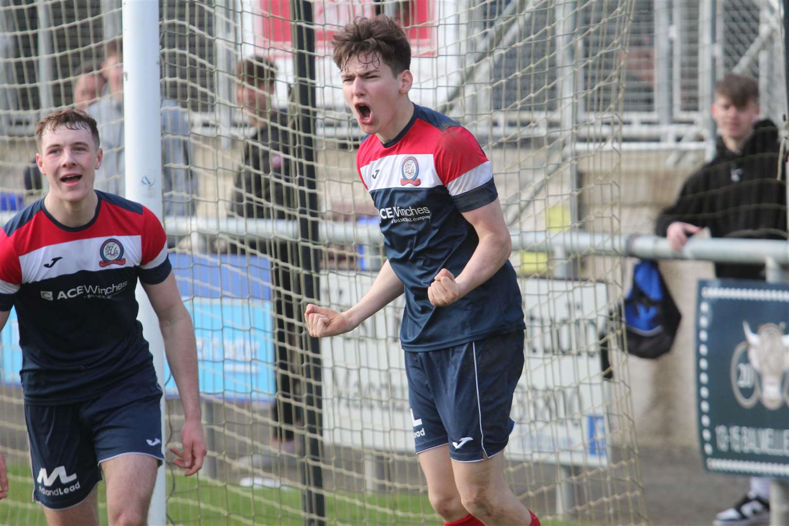 Callan Gray celebrates his goal for Turriff. Picture: Kyle Ritchie
