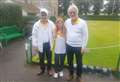 Caitlin Dustan (14) wins first trophy at Forres Bowling Club alongside her grandfather