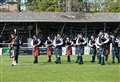 PICTURES: Forres Pipe Band plays its part in charity football match for Macmillan Cancer Support