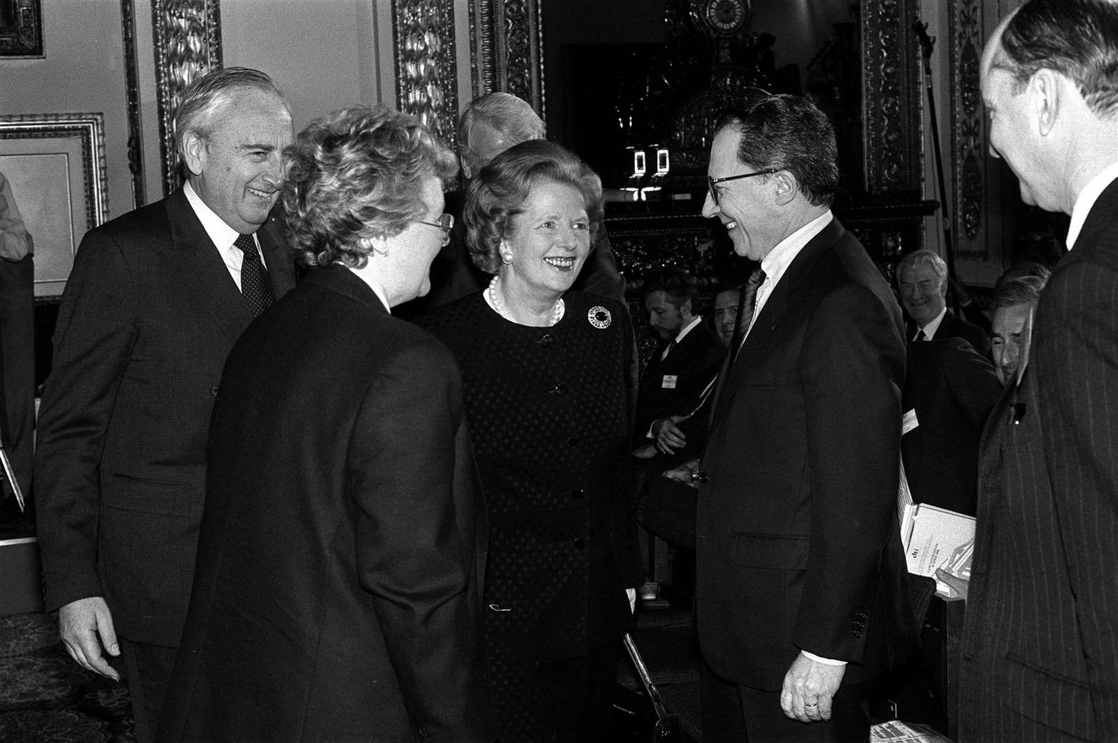 Margaret Thatcher meeting Jacques Delors at a European Single Market Conference in London (PA)