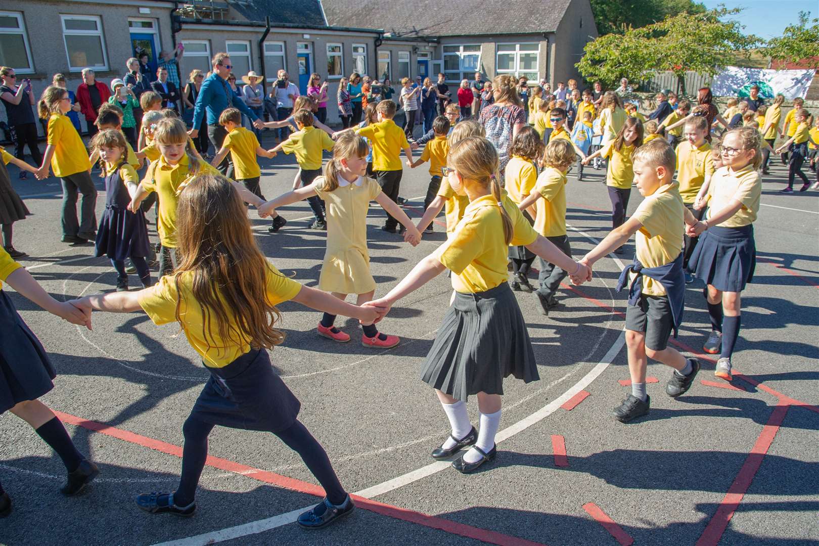 A whole school dance routine closed the Peace performance. ..Alves Primary School hold an outdoor performance in recognition of International Day of Peace...Picture: Daniel Forsyth..