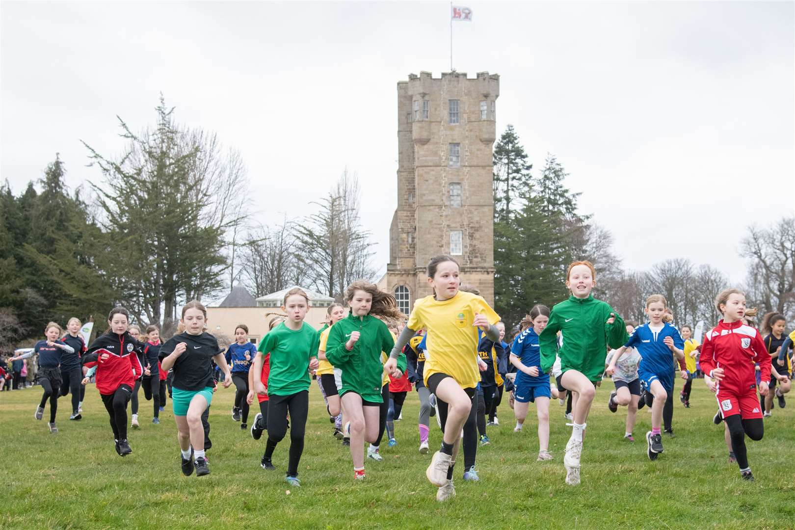 EL_PR Cross Country 2024 15Start of the Primary 4/5 Girls race.Active Schools Primary Cross Country 2024, held at Gordon Castle, Fochabers. Picture: Daniel Forsyth.
