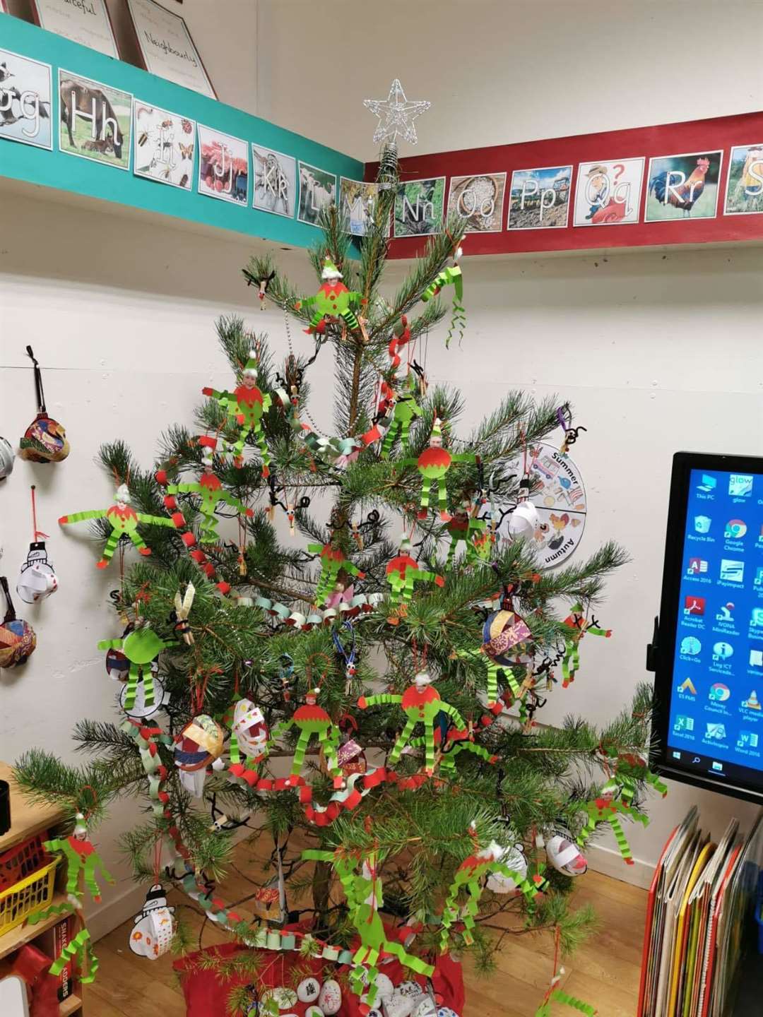 The school Christmas crafts tree.