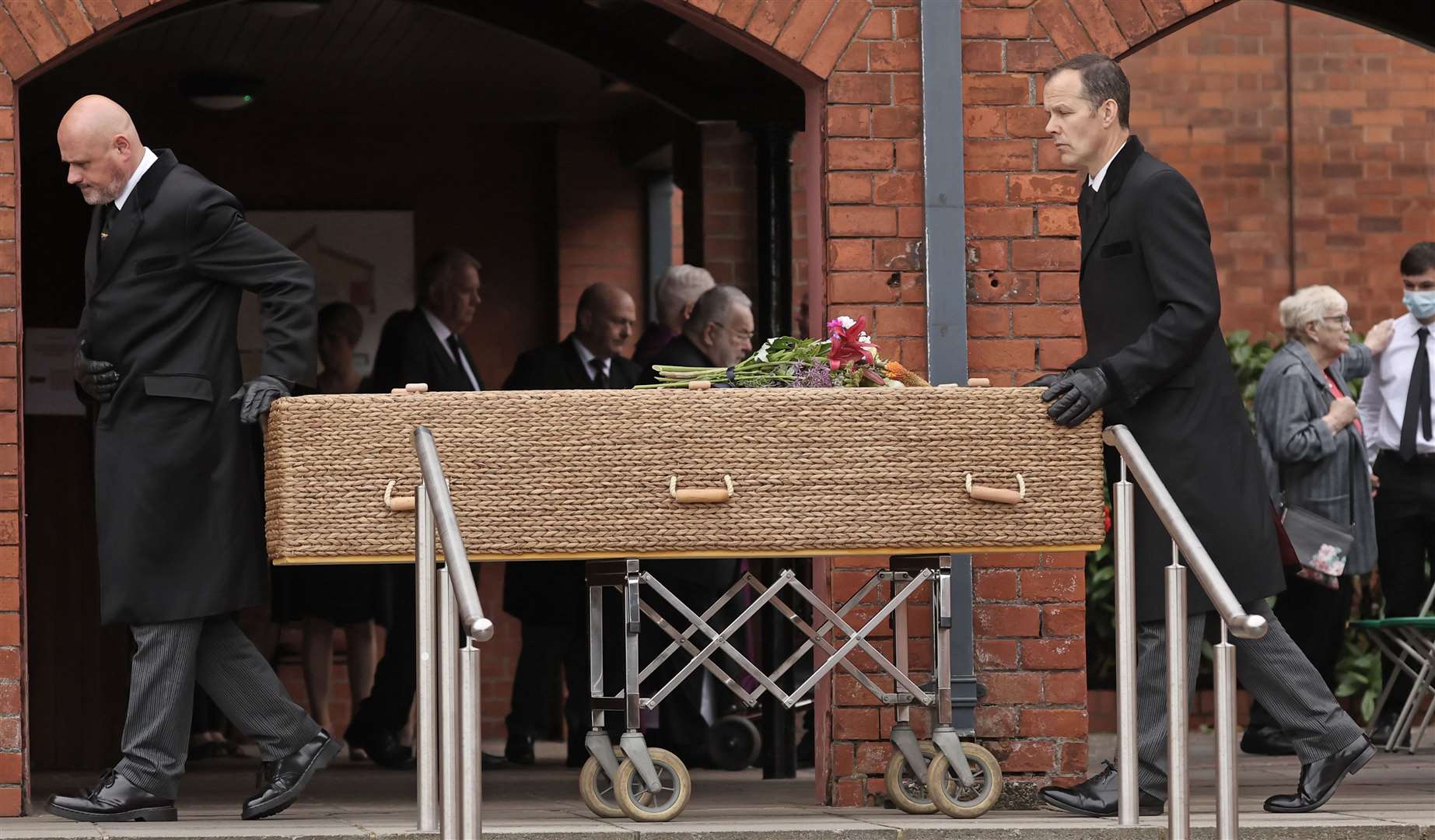 Aideen Kennedy’s coffin leaves the Good Shepherd Church in Belfast following a Requiem Mass (Liam McBurney/PA)