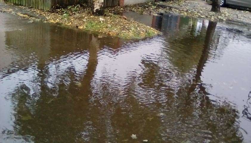 The puddle which was unable to drain away thanks to blocked drains.