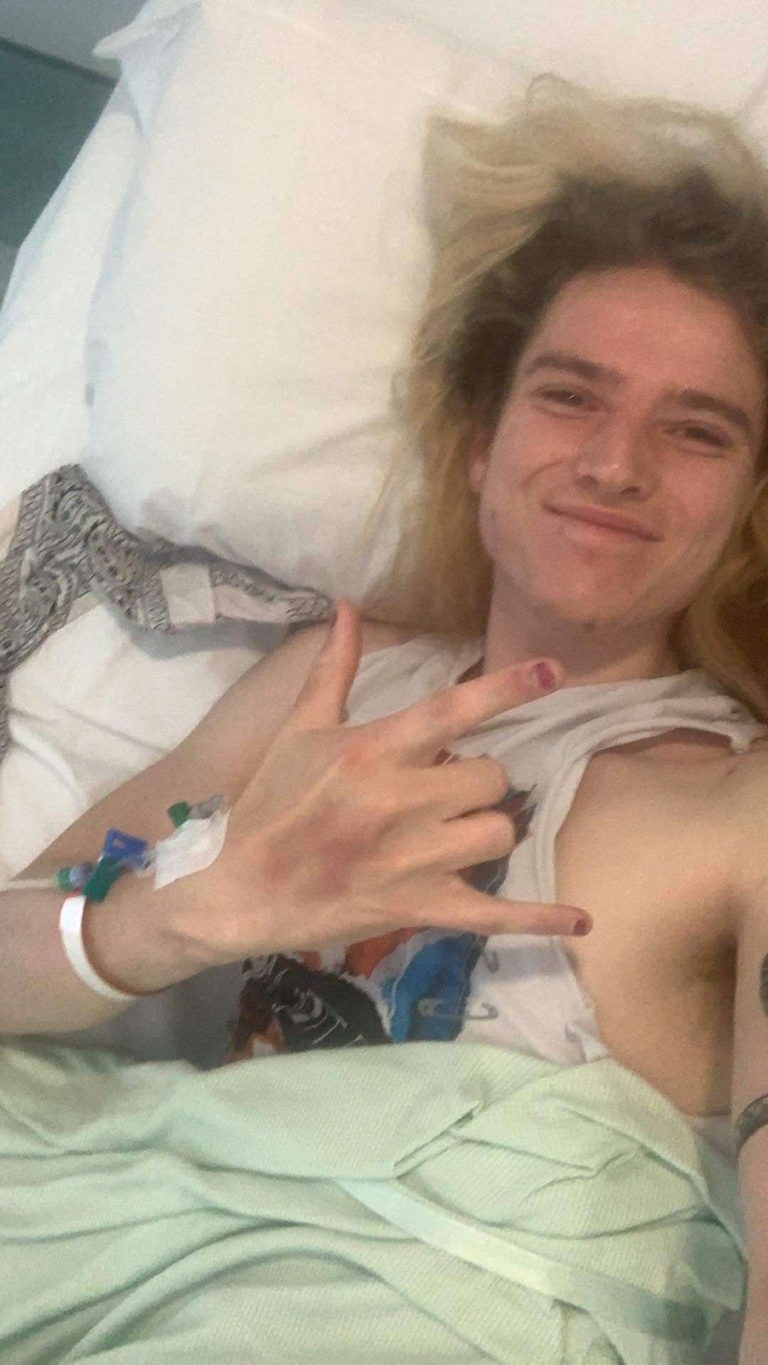 Chick in hospital, where he had his appendix removed.