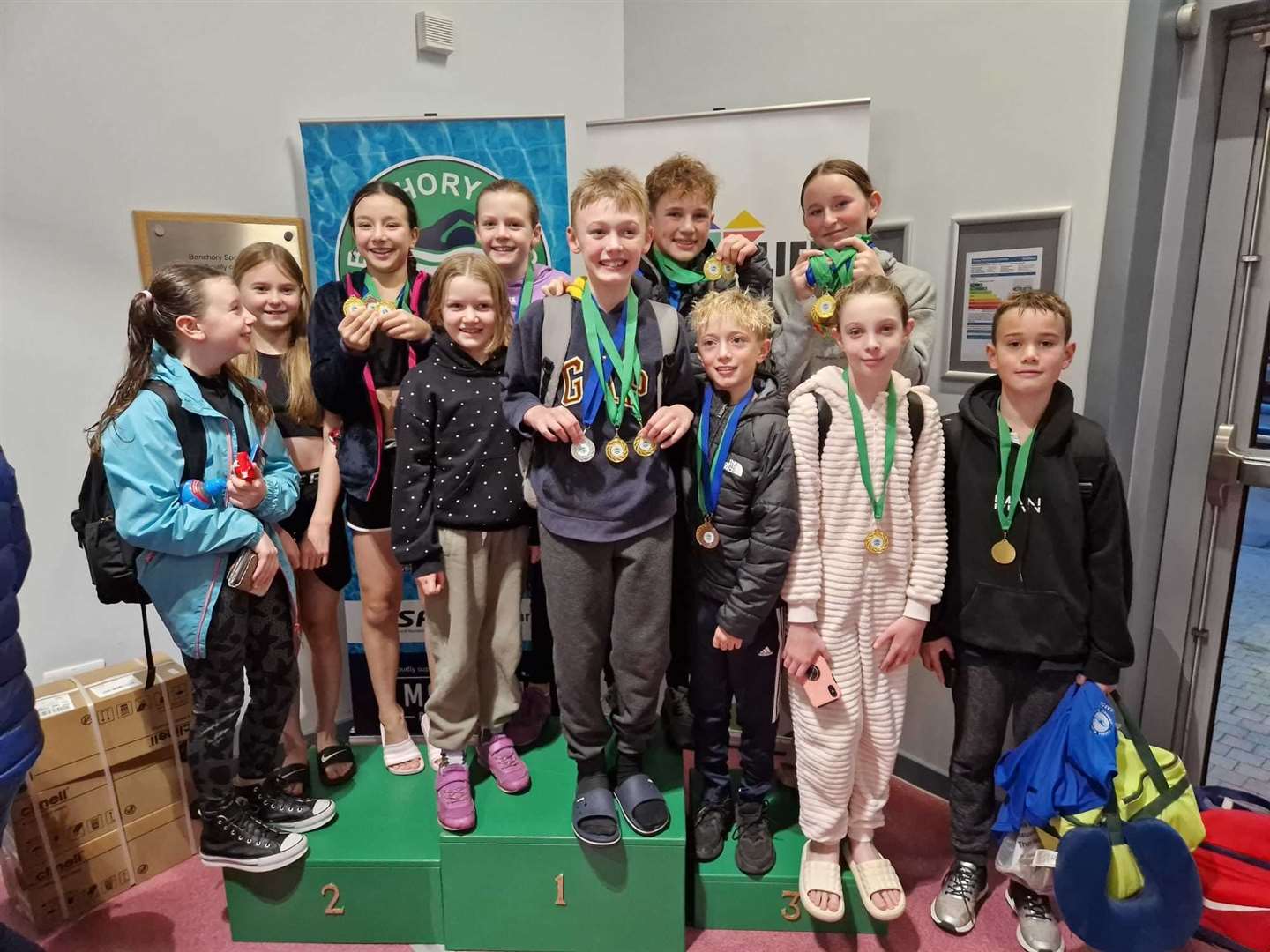The Forres Bluefins swimmers who excelled in the pool at Banchory.