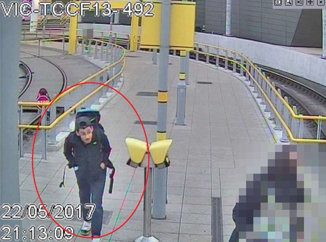 CCTV image of Salman Abedi at Victoria Station making his way to the Manchester Arena on May 22 2017 (Greater Manchester Police/PA)