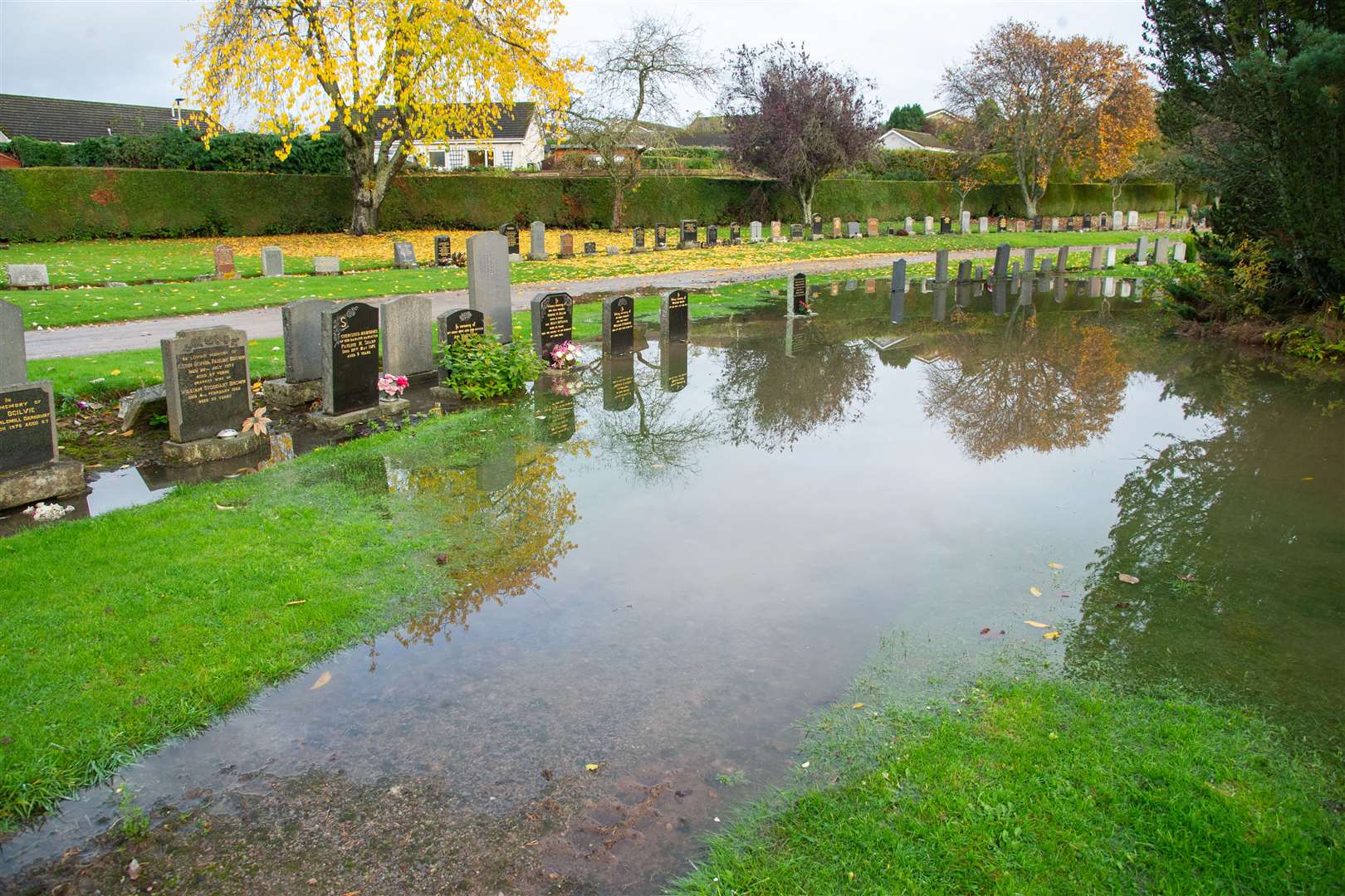 An overnight deluge of rain caused flooding at Clovenside Cemetery last October.