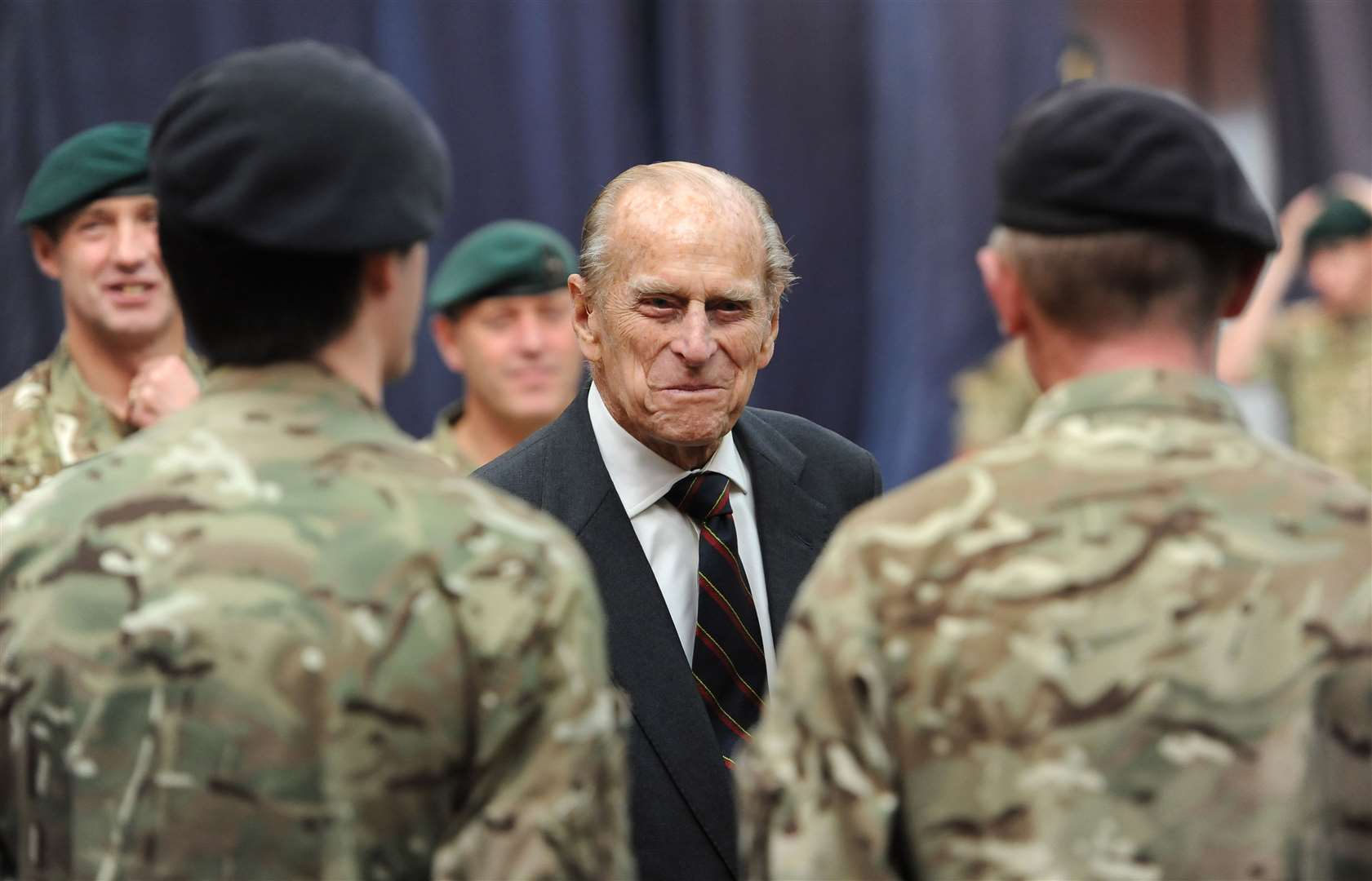 The Duke of Edinburgh, as Captain General of the Royal Marines, during a visit to 1 Assault Group Royal Marines (Andrew Matthews/PA)
