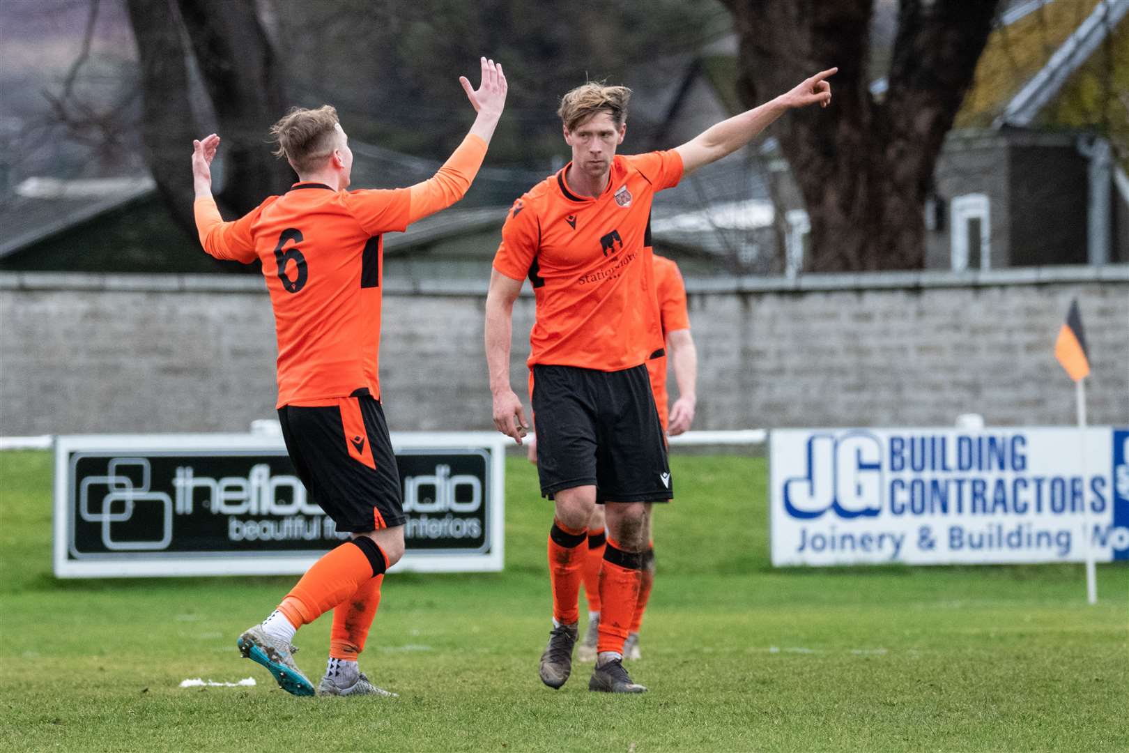 Ally Mackenzie and Fraser Robertson celebrate after the former's goal. Picture: Daniel Forsyth..