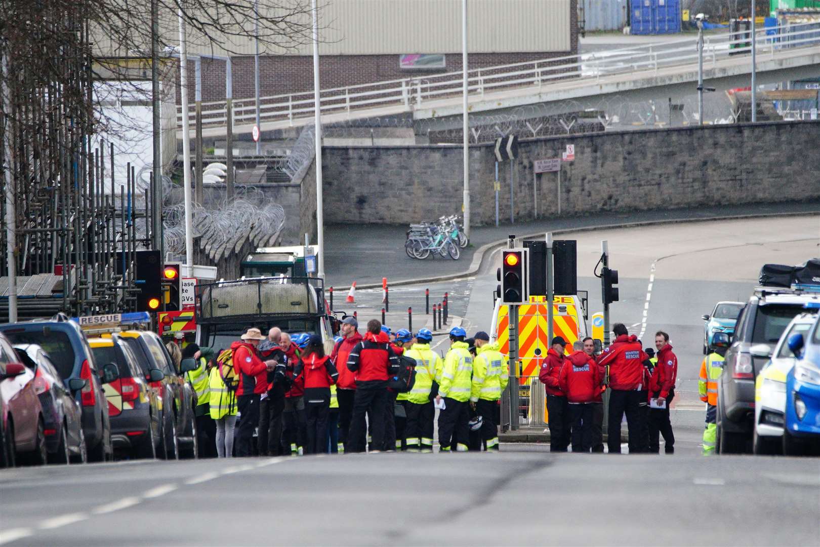 Emergency workers gathered in Plymouth before the Second World War explosive was taken from a local garden and disposed of at sea on Friday (Ben Birchall/PA)