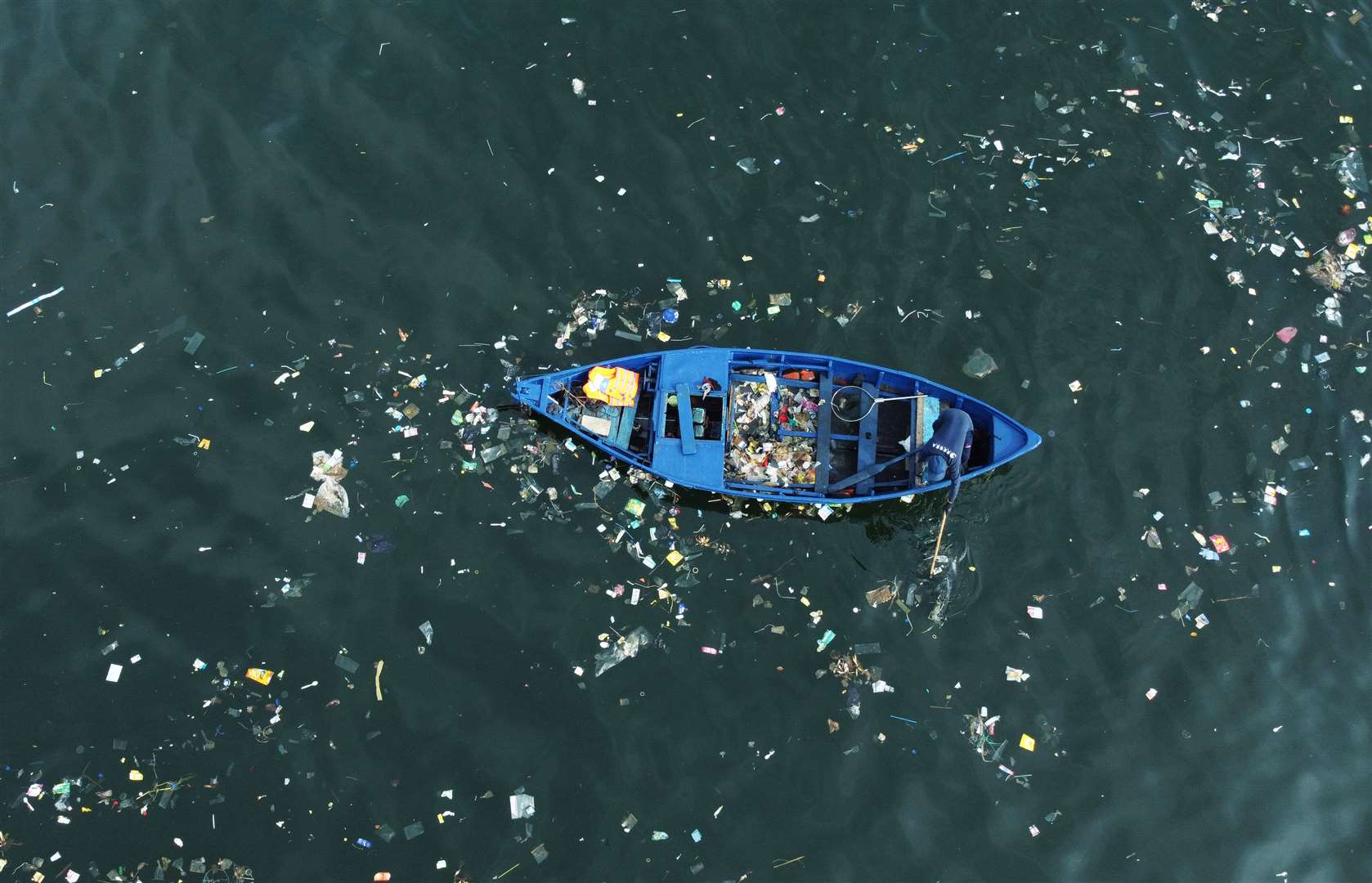 ReSea workers collecting plastic (Owen Humphreys/PA)