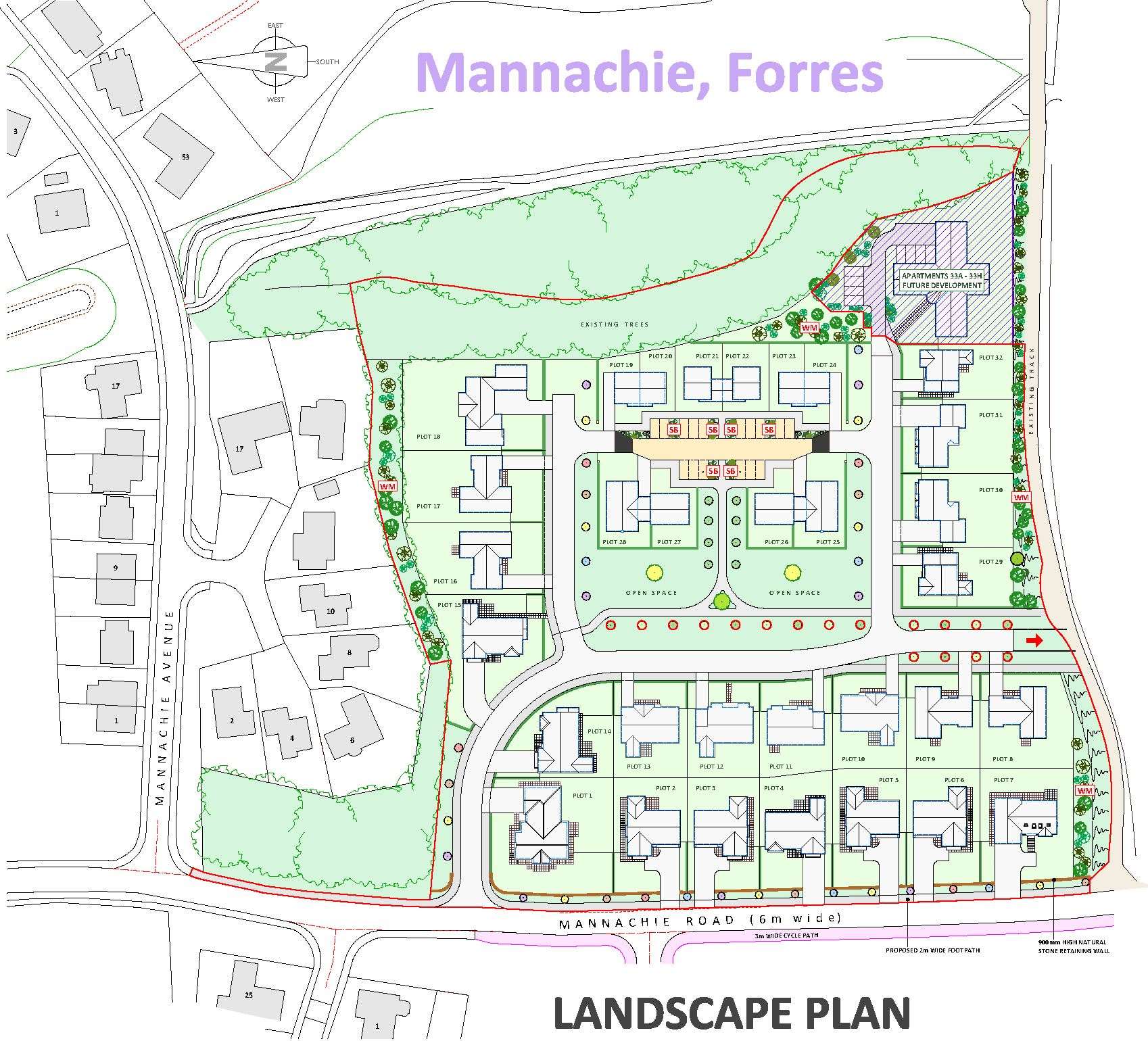 The landscape plan for 32 housing plots at Mannachie.