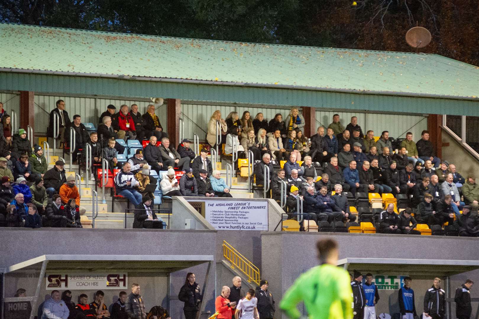 Fans in the Christie Park stand saw seven goals in the Huntly v Forres clash. Picture: Daniel Forsyth..