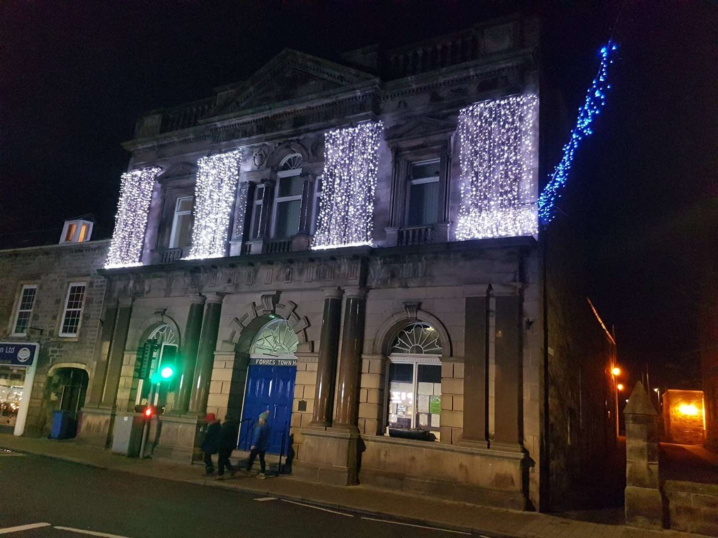 Forres Town Hall's cascading display.