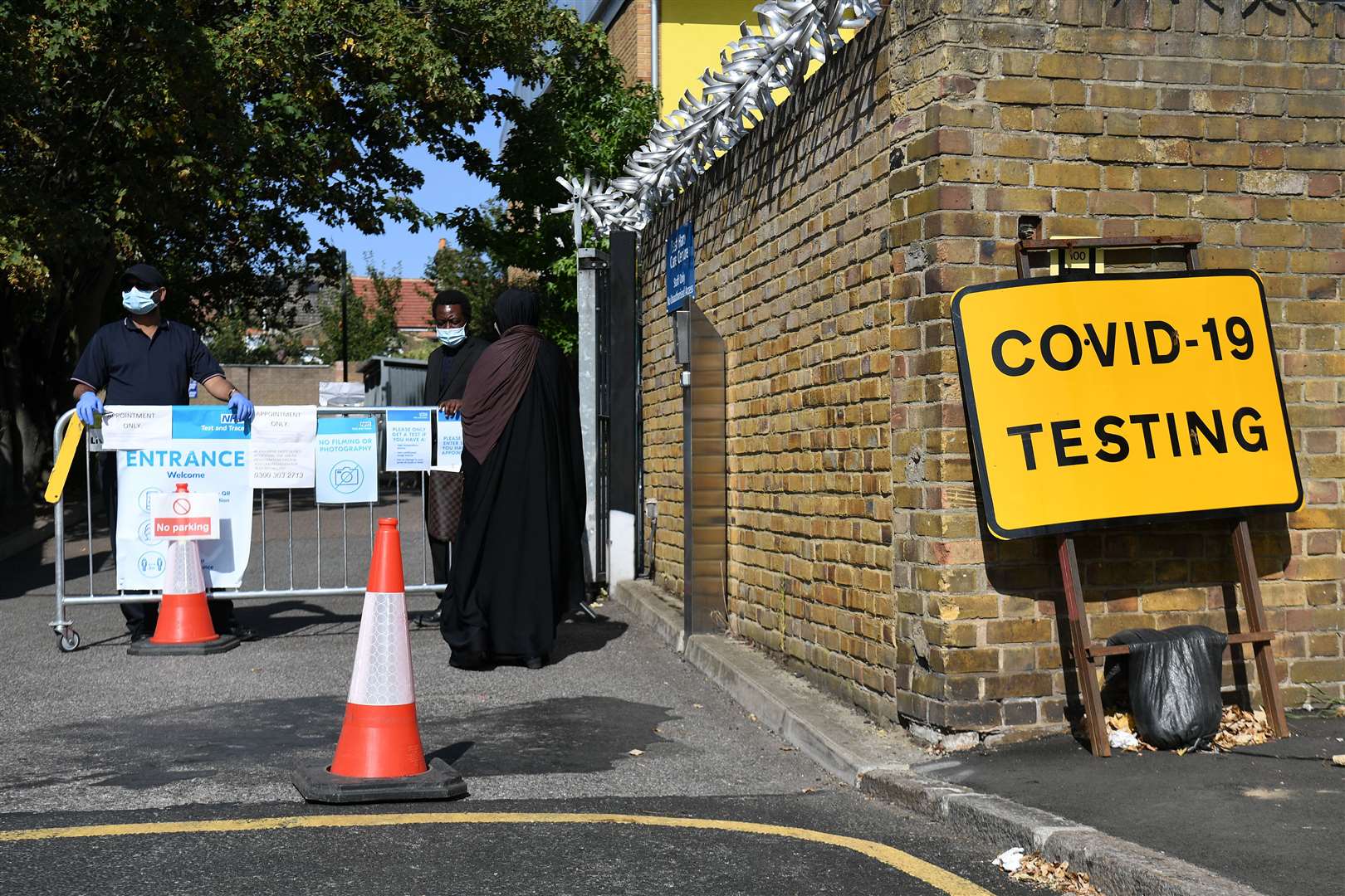 A coronavirus testing centre in east London (Kirsty O’Connor/PA)