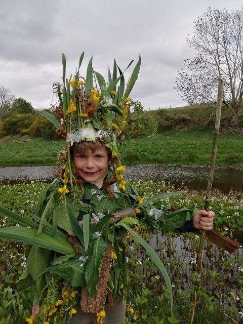 Timmy Edwards dressed up as nature for outdoor classroom day.
