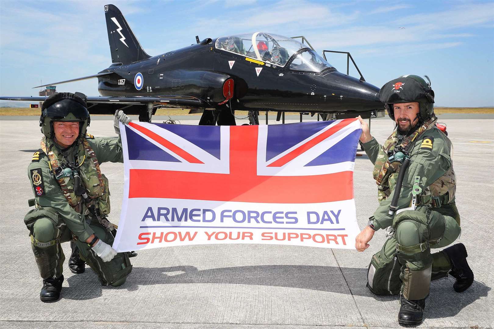 RAF Hawk pilots promoting Armed Forces Week.