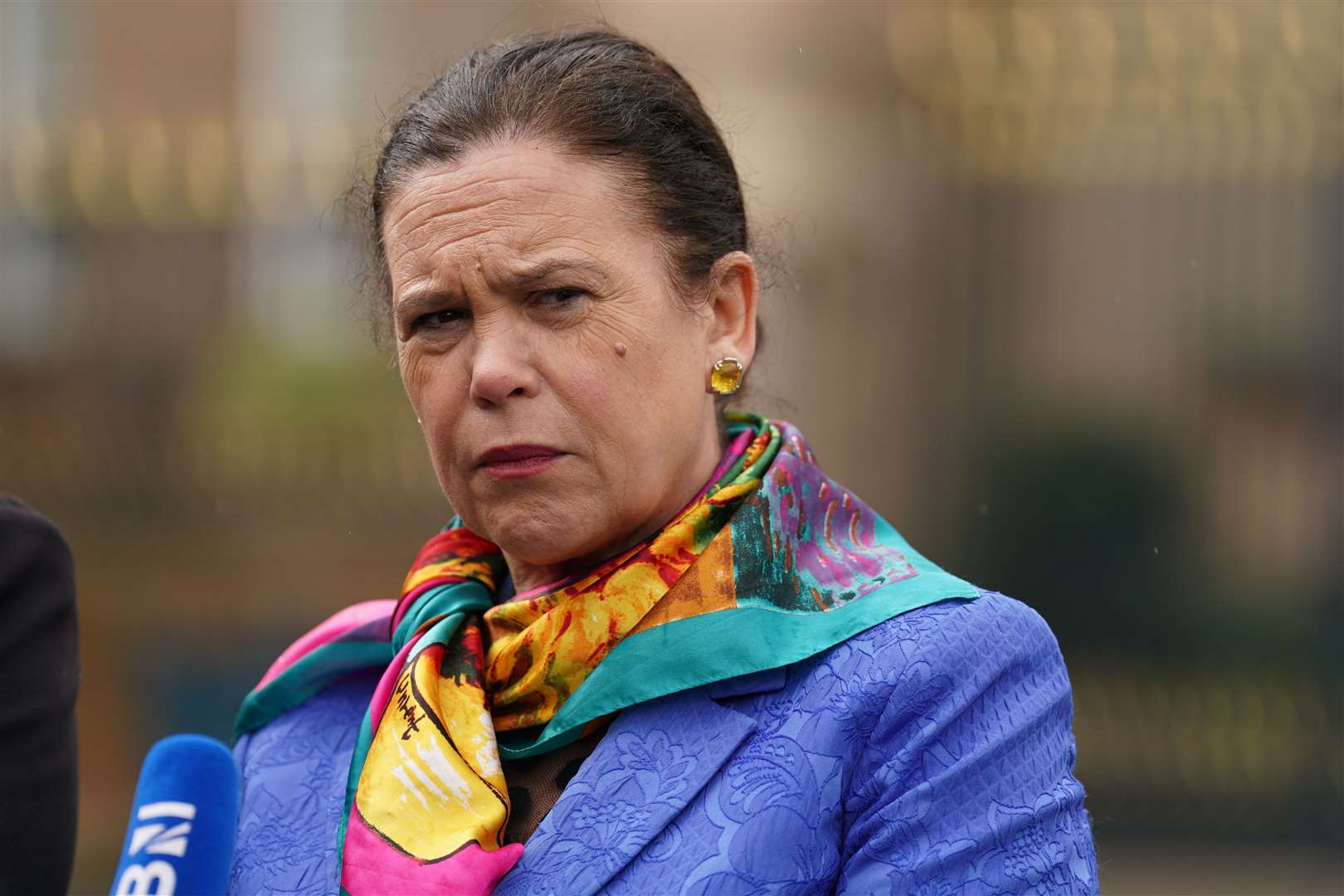 Sinn Fein Party leader Mary Lou McDonald speaking to the media (Brian Lawless/PA)