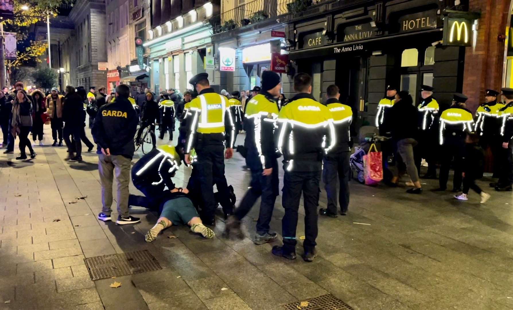 There was a heavy police presence in Dublin city centre on Friday night (David Young/PA)