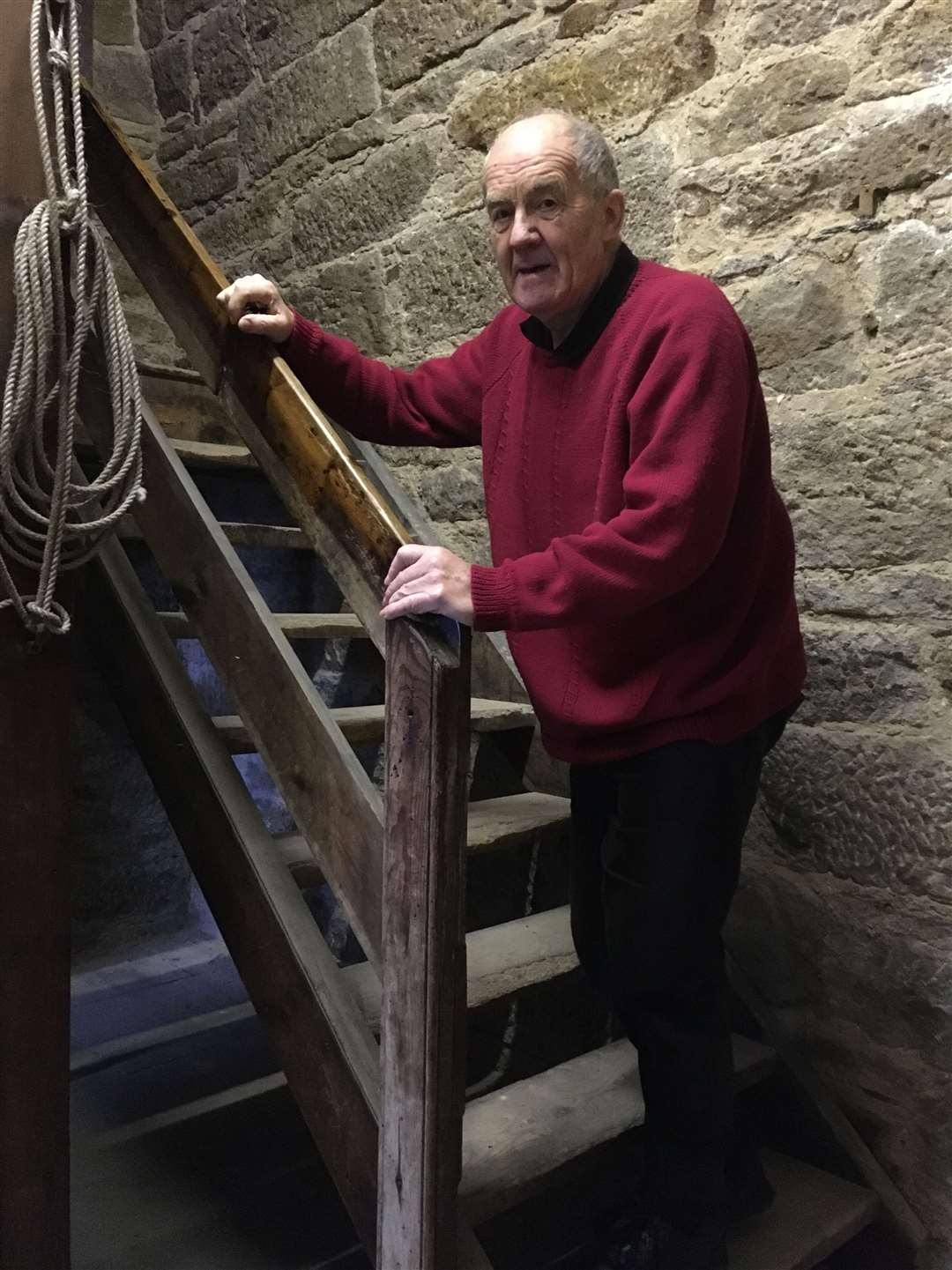 George Alexander tackling the old set leading to the clock and walkway.