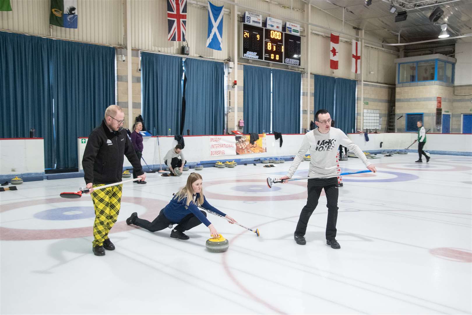 Twenty teams including five from overseas took part in the Moray curling event. Picture: Daniel Forsyth..