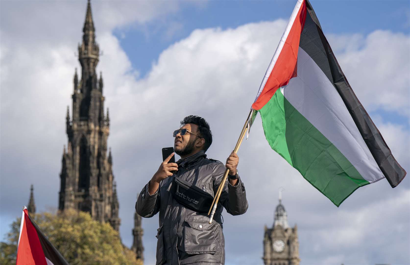 Protesters during a Scottish Palestine Solidarity Campaign demonstration in Edinburgh (PA)