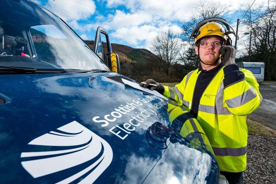 SSEN has urged people to avoid approaching any damaged equipment while they look to restore power to homes across the north of Scotland. Picture: SSEN.