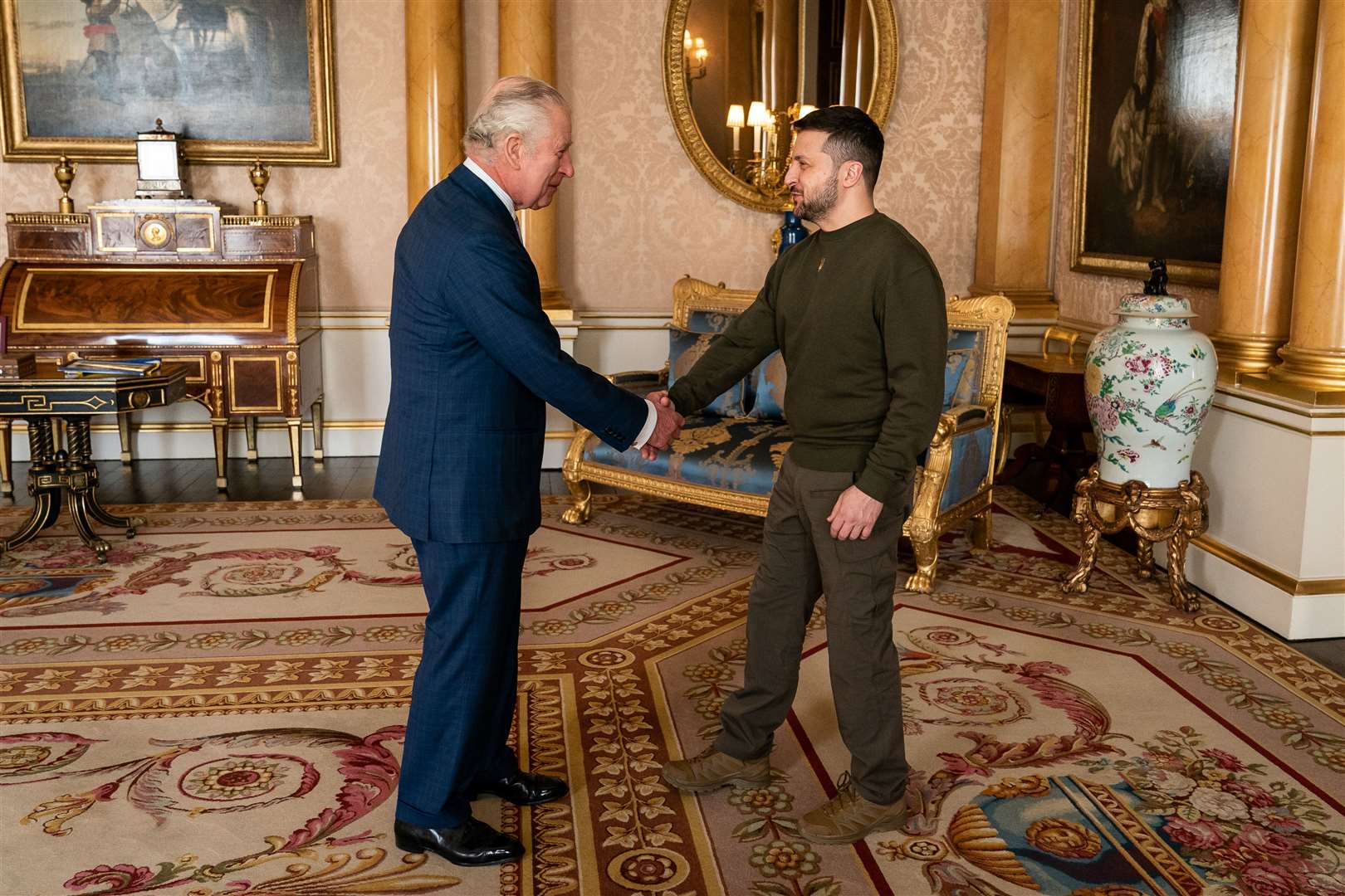 The King meeting Ukrainian President Volodymyr Zelensky at Buckingham Palace (Aaron Chown/PA)