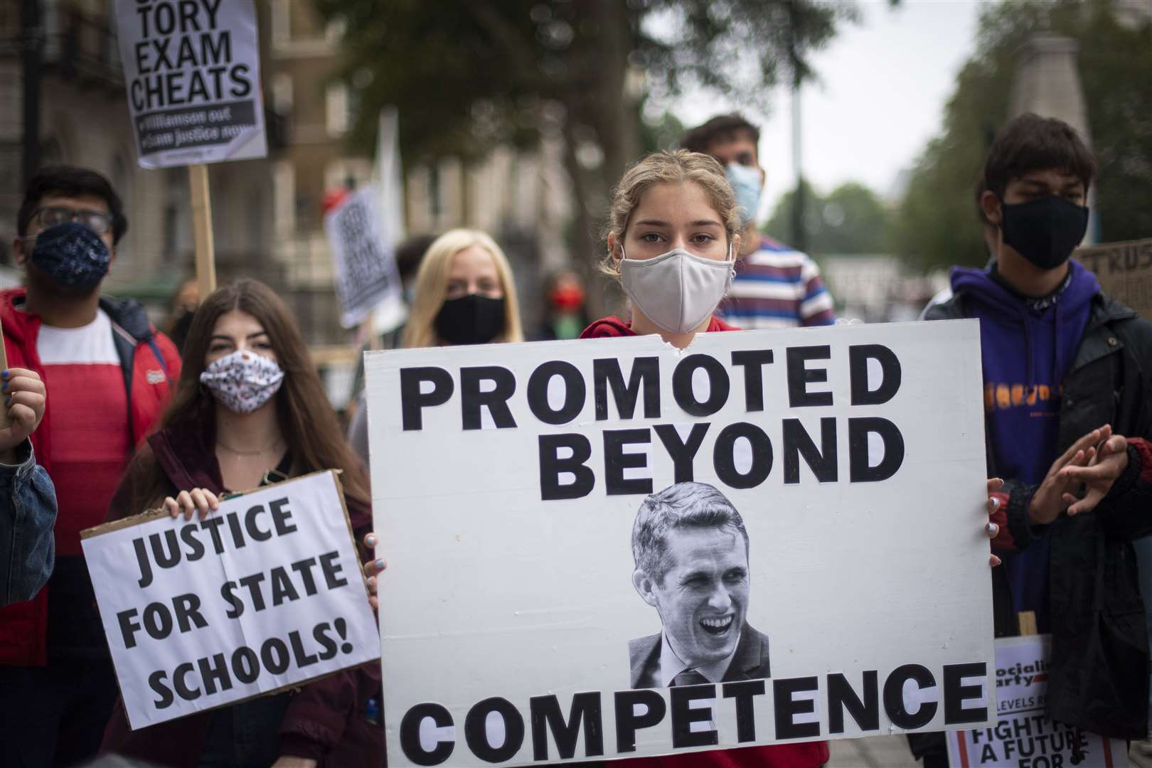 Protesting A-level students (Victoria Jones/PA)