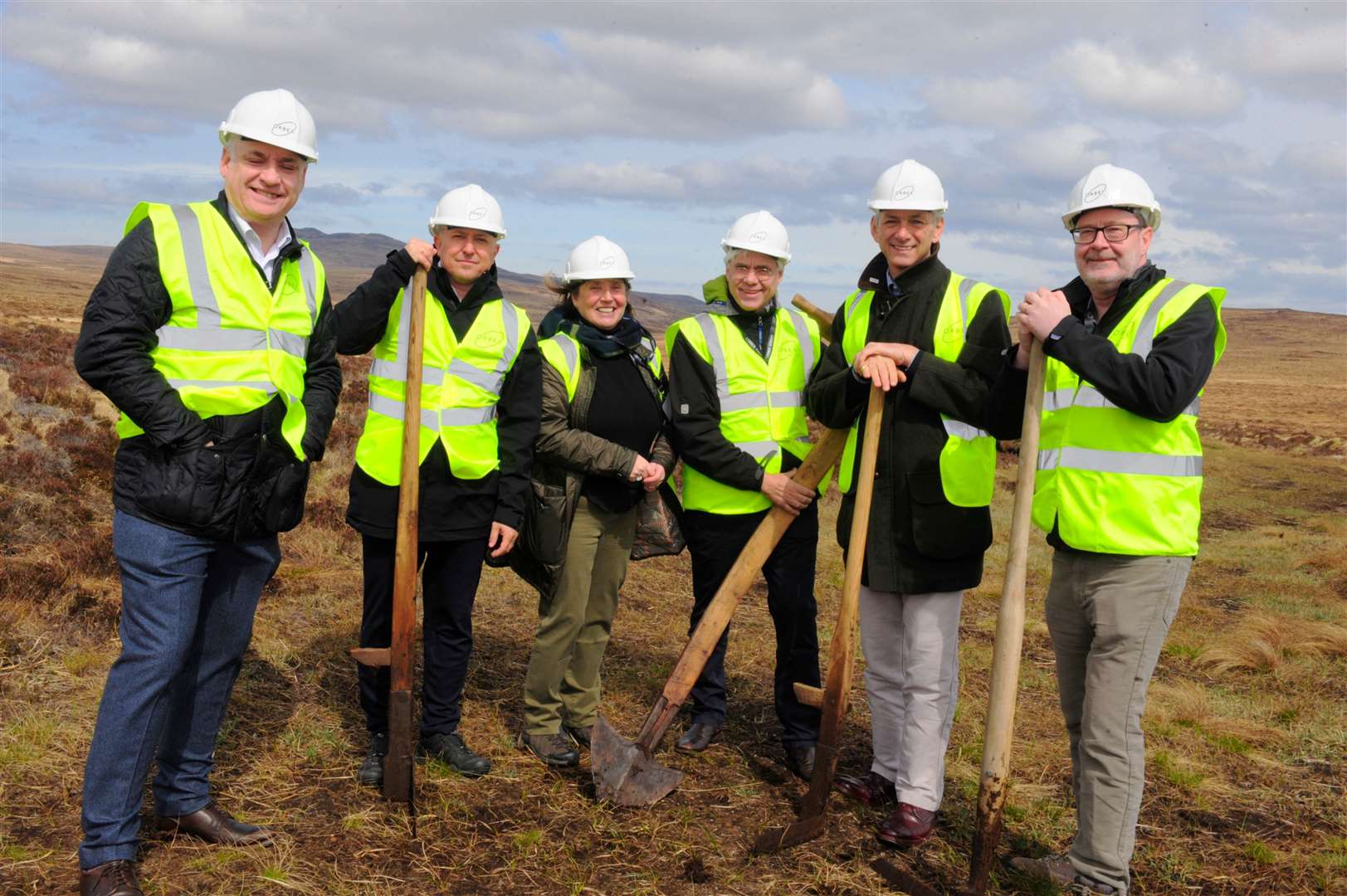 Ground-breaking - Richard Lochhead MSP, Orbex CEO Kristian von Bengtson, chair of Melness Crofters’ Estate, Dorothy Pritchard, Orbex chairman Bart Markus, UK Space Agency deputy CEO Ian Annett, and David Oxley, director of strategic projects at Highlands and Islands Enterprise.